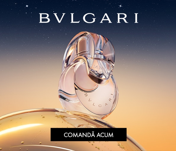 Parfum BVLGARI Omnia – sticlă elegantă pe fundal aurit, disponibil acum pentru comandă online.